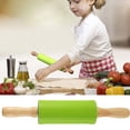 thumbnail image 3 of Ludlz 2 Pcs Small Rolling Pins Children DIY Baking Tool Food Grade Silicone Non-sticky Wooden Handle Smooth Edge Dumpling Dough Kis Rolling Pins Toy, 3 of 8