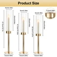 thumbnail image 3 of Eurhowing Gold Taper Candle Holders with Hurricane Glass, 3-Pack Tall Brass Candlestick Holder for Wedding Christmas Table Centerpiece, 3 of 8