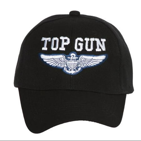 Top Gun Adjustable Hook and Loop Closure Black Hat - Walmart.com