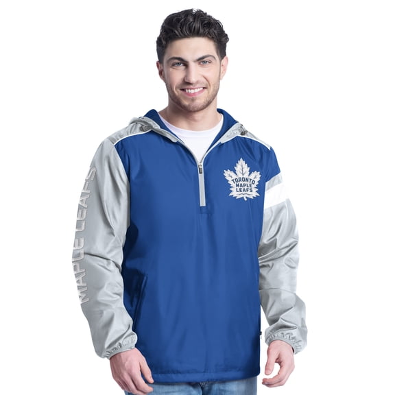 Men's G-III Sports by Carl Banks Blue/Gray Toronto Maple Leafs Lateral Half-Zip Hoodie Jacket