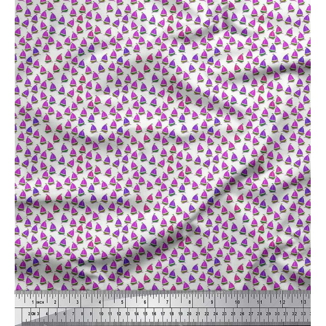 Soimoi Cotton Voile Fabric Sailboat Shirting Decor Fabric Printed Yard 56 Inch Wide