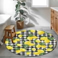 thumbnail image 3 of Small Round Rug 3Ft Washable Non-Slip, Yellow Lemons Circle Area Rugs for Living Room Bedroom, Summer Fruits Leaves Black White Buffalo Plaid Indoor Floor Mats Carpet Runner for Home Decor, 3 of 8