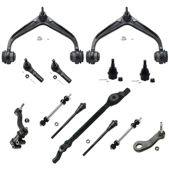 Detroit Axle - 13pc Front End Suspension Kit for Chevy Silverado Sierra 2500 3500 HD, 2 Upper Control Arms 4 Inner Outer Tie Rods 2 Lower Ball Joints 2 Sway Bars 1 Center Link 2 Idler and Pitman Arms