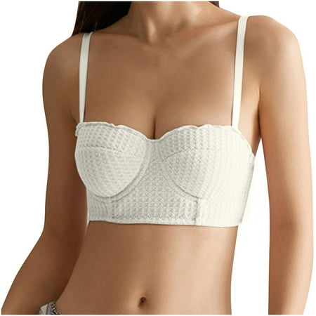 Gnurob Womens Push Up Bralette Sexy Beauty Back Smoothing Bra Seamless Wireless Brassiere with Support Adjustable Strap Bralettes No Underwire Underwear Clearance Saving White Small