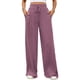thumbnail image 1 of Pantalones de Pijama Holgados de Punto Suave con Bolsillos y Pernera Acanalada para Mujer con Cordón Ajustable. Rojo Púrpura XL, 1 of 9