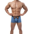 thumbnail image 2 of Yaoyar Men Casual Fashion Solid Briefs Boxer Breathable Mesh Ice Silk Front Opening Light Blue M, 2 of 9