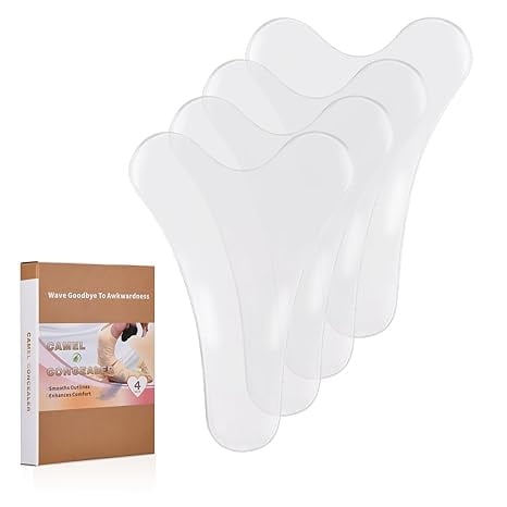 4 Pack Y-Shape Camel Toe Concealer for Women, Soft Reusable Silicone Coverage Pads for Leggings, Yoga Pants, Underwear & Swimwear, Sheer White