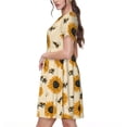 thumbnail image 2 of Fotbe Sunflowers And Bee Pattern Dress Casual Womens Fashion Short Sleeve Maxi Dress T Shirt Dress Striped Long Color Block Maxi Dress, 2 of 6