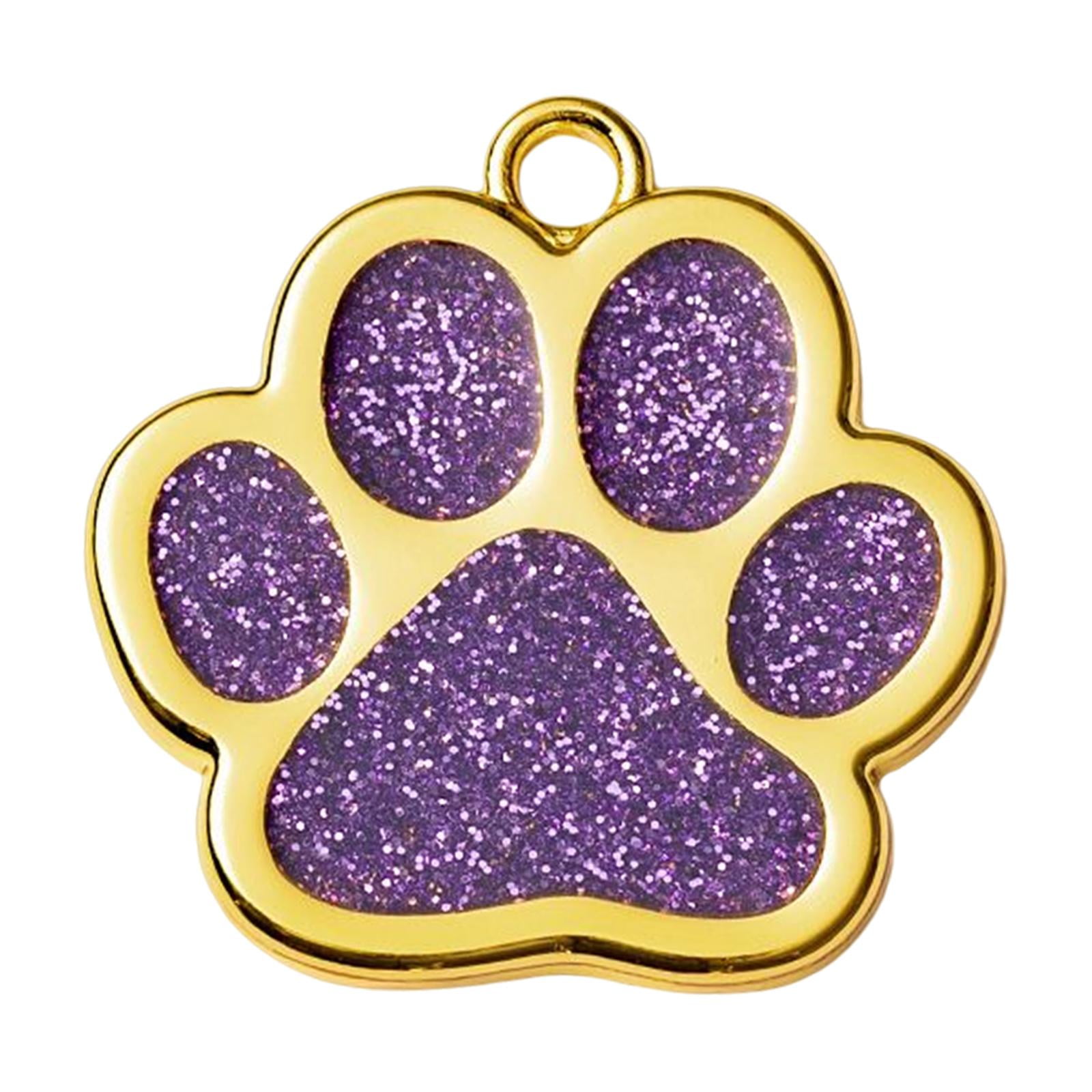 Blank Pet ID Tags Cat Collar Tags Glitter Bling Paw Print Portable for Pets Walmart
