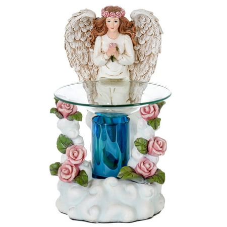 Angel Poly Resin Electric Candle Warmer - Essential Oil Burner - Scented Aromatherapy Oils Warmer - Glass Dish and Poly Resin Warmer Kit Set - Fragrance (Best Electric Furnace On The Market)