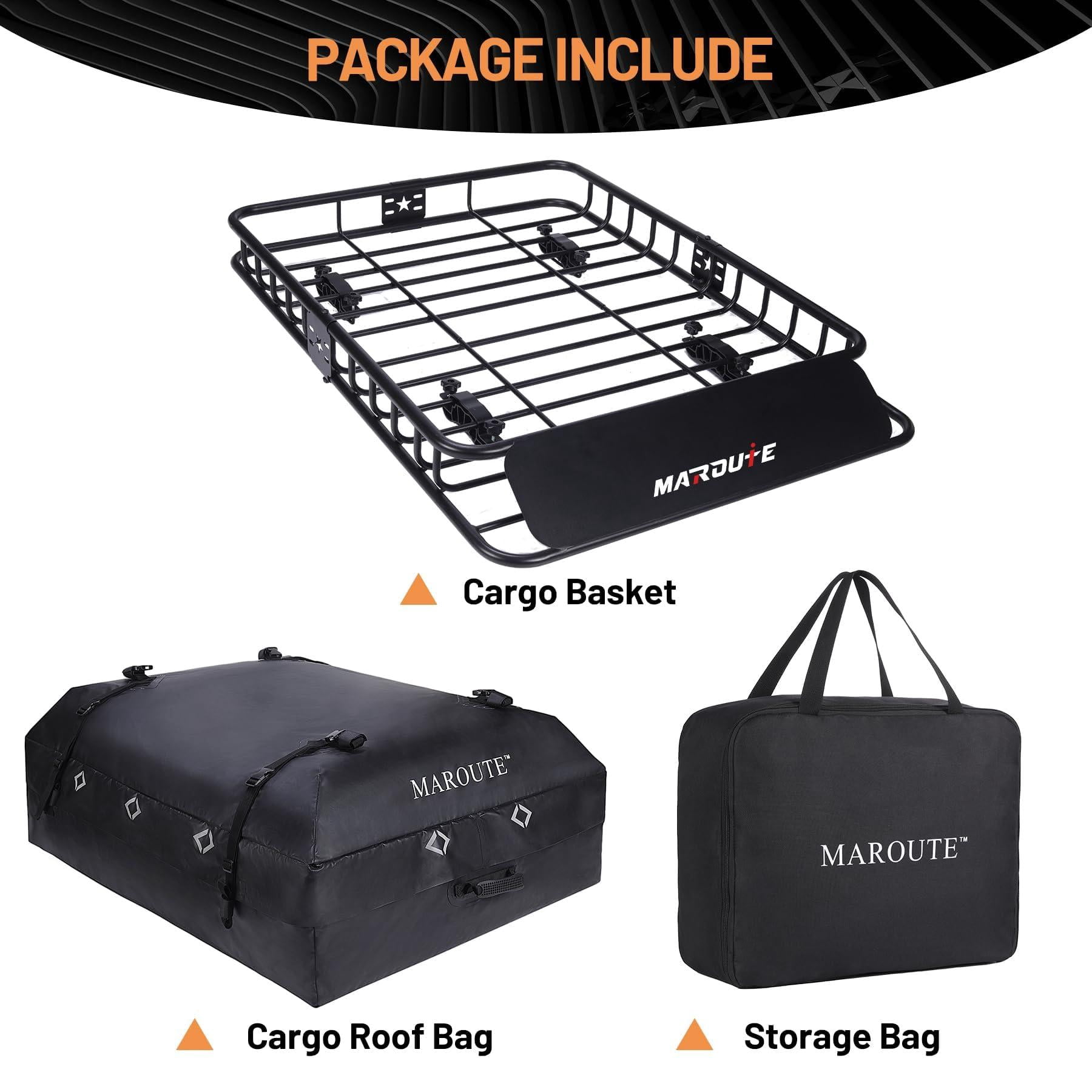 Mescukay Roof Rack, 51 x 36 inch Rooftop Cargo Carrier, 200LBS Weight Capacity Heavy Duty Roof Rack Basket, Car Top Luggage Holder for SUV and Pick (Cargo Rack with Cargo Bag)