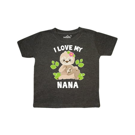

Inktastic Cute Sloth I Love My Nana with Green Leaves Gift Toddler Boy or Toddler Girl T-Shirt