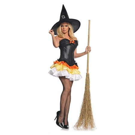 Sweet Treat Candy Corn Corset Tutu Witch Womens Fancy Dress Halloween Costume