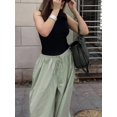 thumbnail image 6 of Women'S Casual Cotton Baggy Pants with Elastic Waist Relax Fit Lantern Trouser Green S, 6 of 10