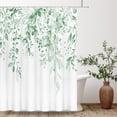 thumbnail image 6 of Mint Green Eucalyptus Shower Curtain Sets, Watercolor Leaves on The Top Plant with Floral Bathroom Decoration 72x72 Inch with Hooks, 6 of 6
