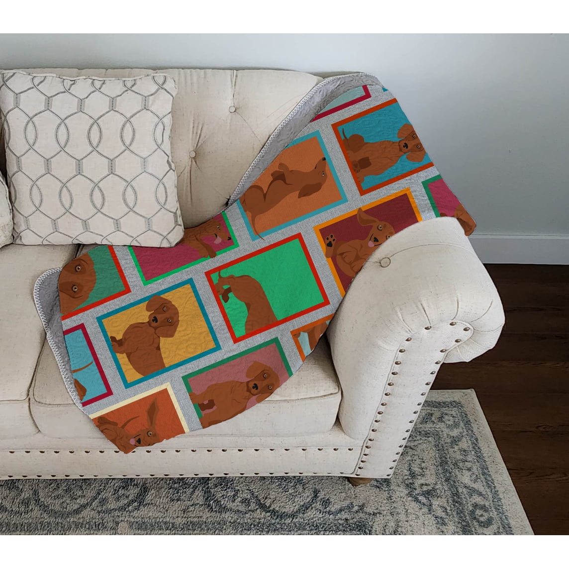 Lots of Red Dachshund Quilted Blanket 50x60