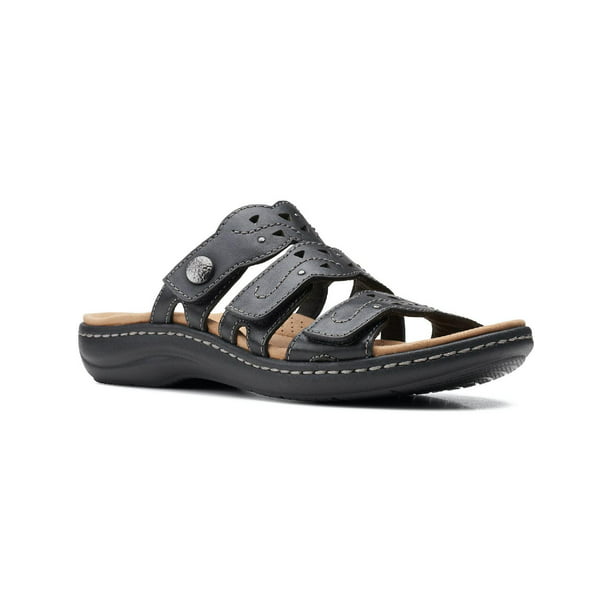 Clarks Womens Laurieann Echo Leather Footbed Sandals Black 7.5 Medium ...
