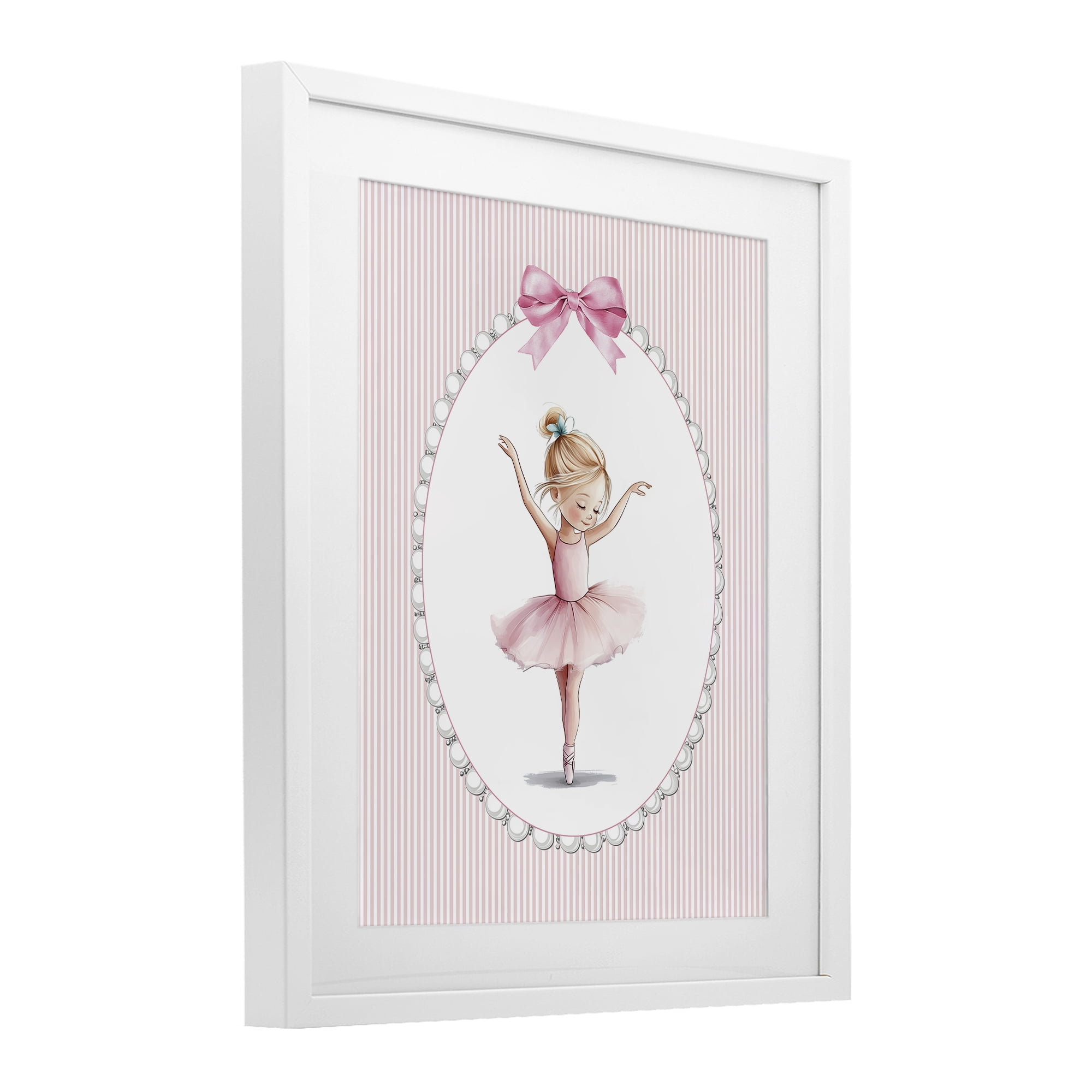 Stupell Industries Dance Pink Ballerina White Framed Print Under Glass, design by Christine Simpson Art