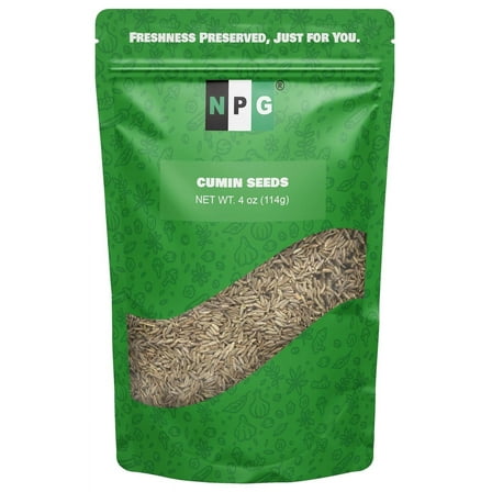 NPG Whole Cumin Seeds 4 Ounces, Raw All Natural Gluten Free Non-GMO, Whole Cumin Seed Bulk for Mediterranean, BBQ and Southwest Asia