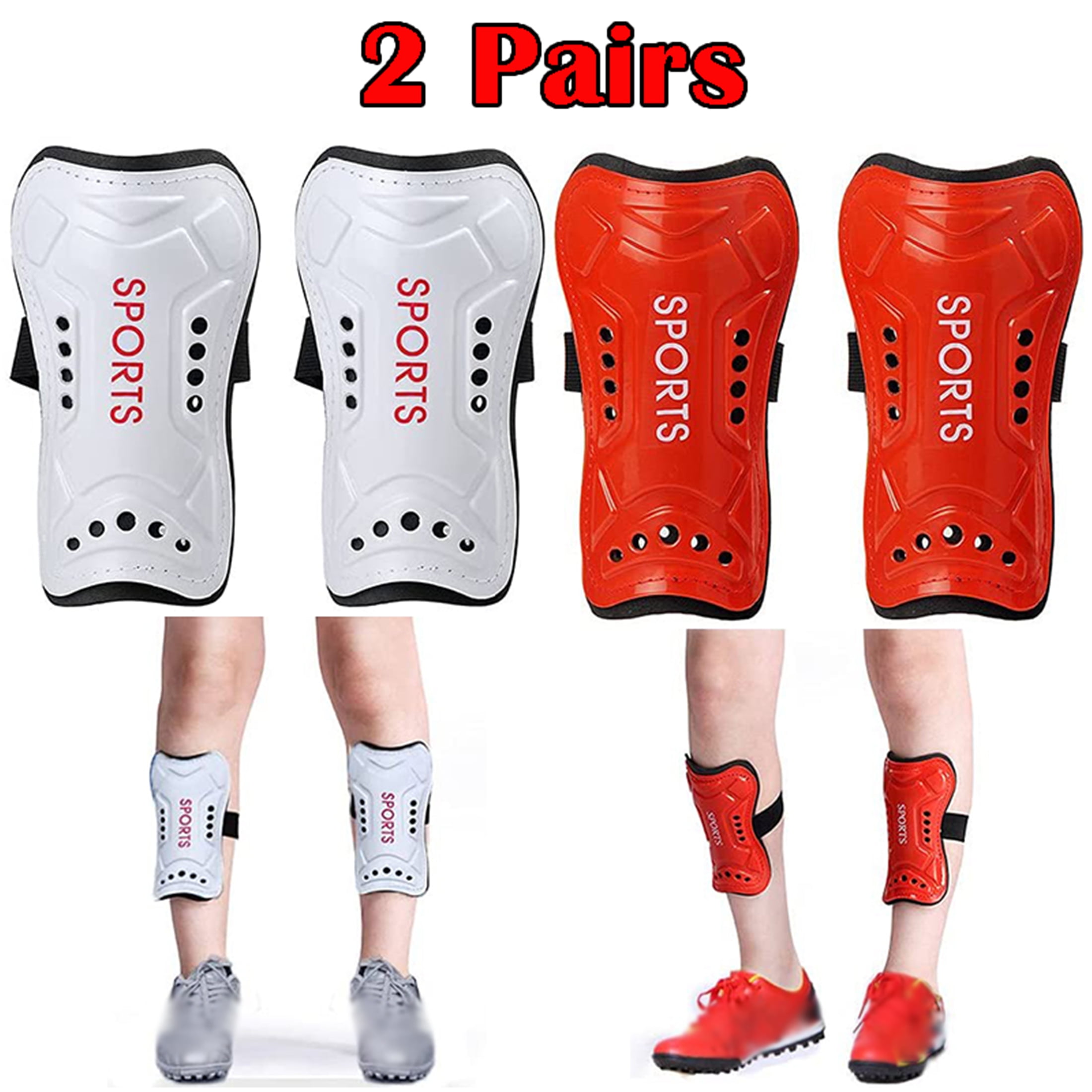 2 Pair Kids shin Guards Perforated Soccer Equipment for Boys and Girls 