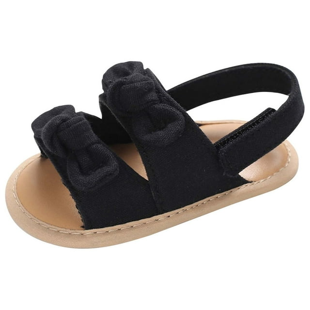 Baby Girls Sandals Stripe Solid Color Summer Flat Shoes Infant First Walkers