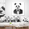 thumbnail image 4 of Designart Funny Hipster Panda Black White - Animal Throw Pillow - 18x18, 4 of 5