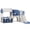 Blue & White, variant on Playground Playsets Outdoor Playhouse 10 IN 1 Toddler Slide with Rock Climber with basketball, hoop, storage, playroom Upgraded