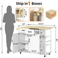 thumbnail image 3 of Kitchen Island Cart with Rolling Design, Drop Leaf, 2 Storage Cabinets, 2 Drawers, 3-Tier Spice Racks, and Towel Holder for Home Dining Room, 3 of 8