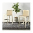 thumbnail image 3 of SAFAVIEH Benicio 38" Rattan Counter Stool, White Body/Natural Back Rest, Set of 2, 3 of 3