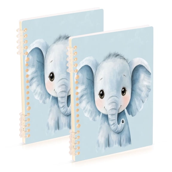 Notebook 8.3x5.7x0.4 Inch One Sizex1 Journey Note Diary Hardcover Notebook 60 Pages,80g Paper Writing Smooth and Not Easy to Break Lovely Blue Elephant
