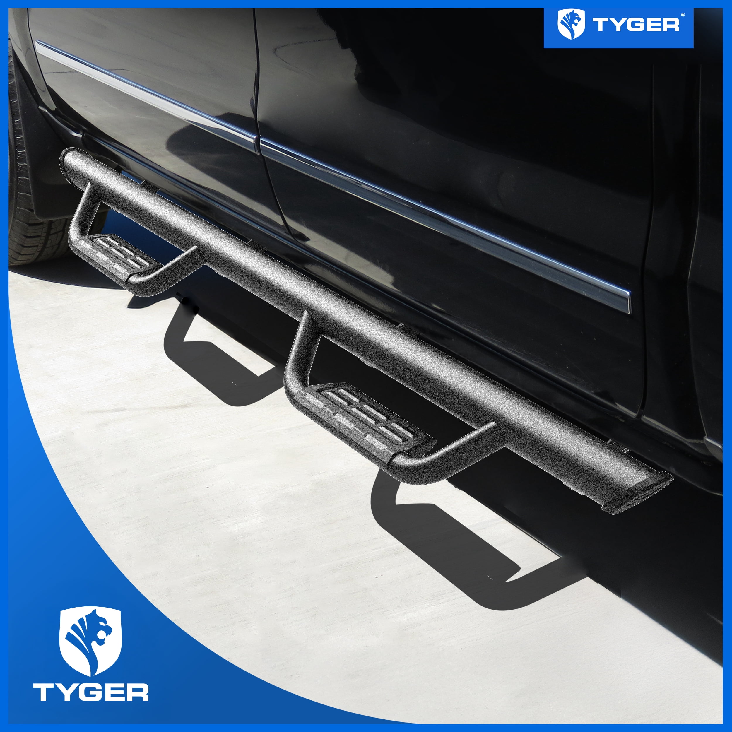Tyger Auto Tyger Access Running Boards Compatible with 2019-2026 Chevy Silverado GMC Sierra 1500; 2020-2026 2500 3500HD | Crew Cab | TG-AS2C24001 | Textured Black Drop Step Rail