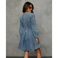 thumbnail image 3 of PPKOOD2025 Women's Spring and Autumn Denim Long Sleeve Dress Slim Fit Mini A-Line Denim Dress, 3 of 4