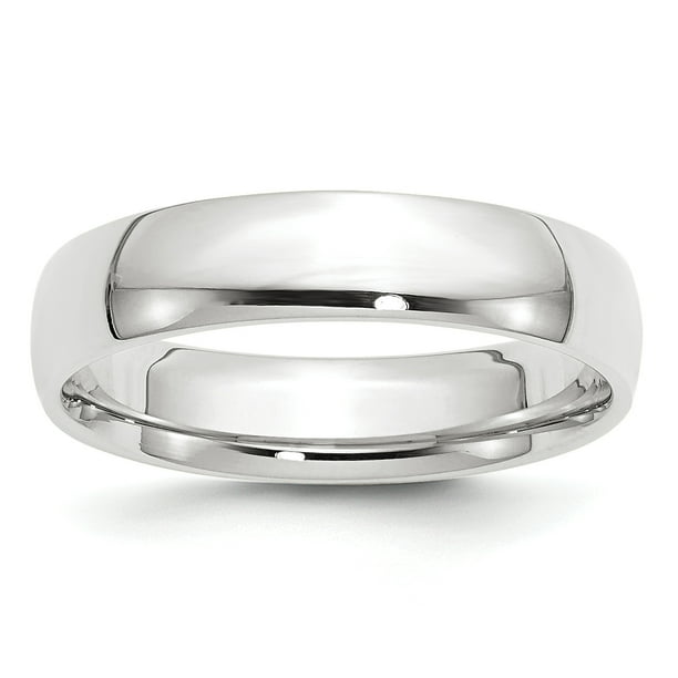 14k White Gold 5mm Lightweight Comfort Fit Wedding Ring Band Size 7 Man Classic For Dad Mens For Him