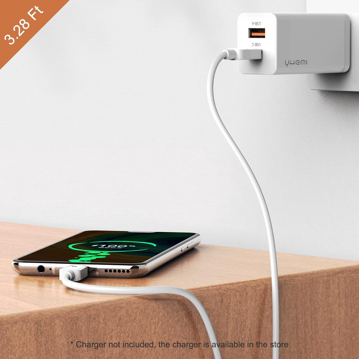 Usb Type C Cable 6A, 3.28ft Usb To Usb C Fast Charging Cable Usb Type C Data Cable Compatible With Samsung Galaxy S21/S10/S9/S8/A51/Ipad Pro 2021/Huawei/Sony And More
