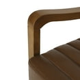 thumbnail image 6 of GDF Studio Neihart Contemporary Channel Stitch Pushback Recliner, Cognac Brown Faux Leather and Teak, 6 of 12