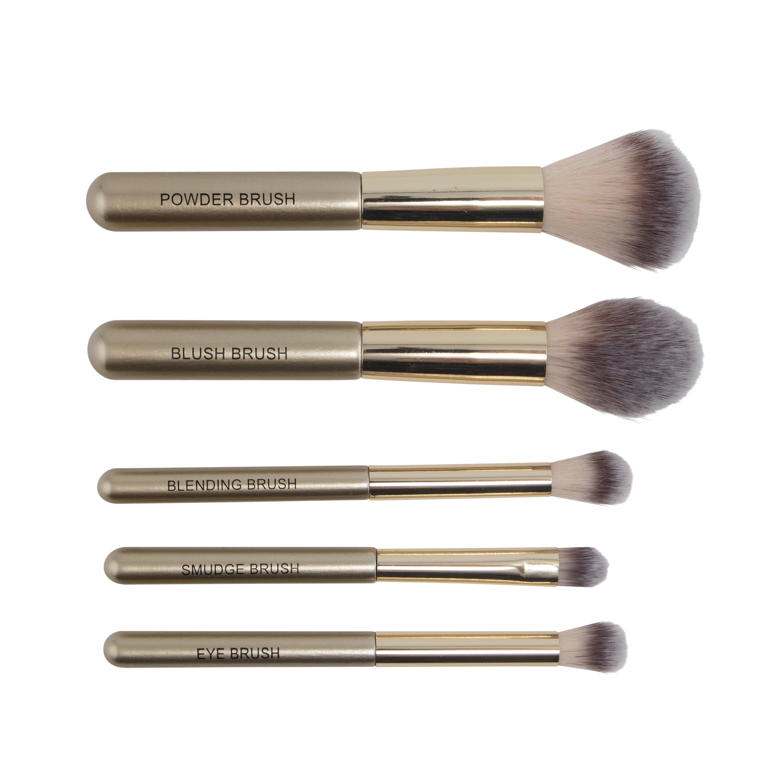 Sparkle and Shine Makeup Brush Set with Bag, Gold, 6 Pieces