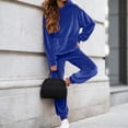 thumbnail image 5 of larppty Velour Lounge Sets for Women 2 Piece Velvet Tracksuits Jogging Hoodie Sweatsuits Soft Sports Leisure Jogger Outfit（Blue， M）, 5 of 9