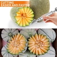 thumbnail image 3 of Cuchara de melón,Cuchillo para tallar de decoración de frutas de acero inoxidable,Melón, sandía, melón, helado, sorbete, postre, cuchara de bola de doble función para herramientas de cocina, Plata, 3 of 8