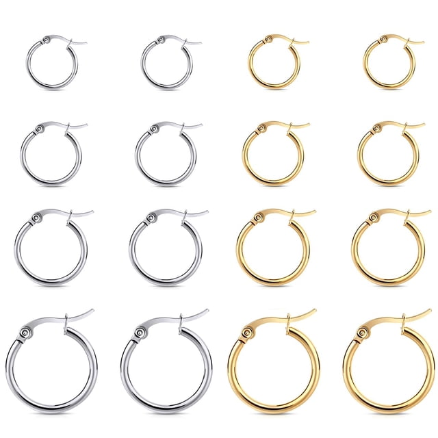 Aros WETEL de acero inoxidable chapados en oro de 14K