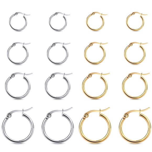 Aros WETEL de acero inoxidable chapados en oro de 14K