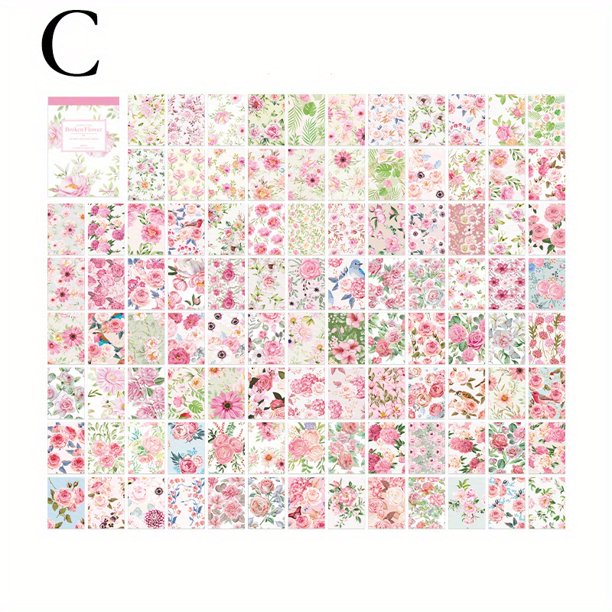 Paquete De 100 Hojas De Material De Flores Hechas A Mano, Papelería Para Álbum De Recortes, Material Decorativo Para Diario, Papel De Suelo, Papelería