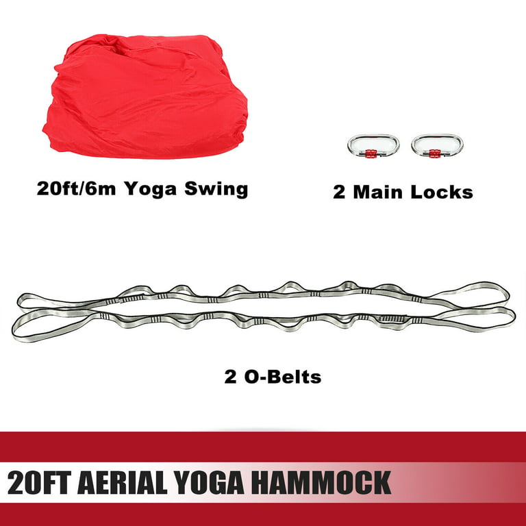 HECASA Yoga Aerial Rig Bracket with 20 Ft Red Silk 551 lbs 115 inch Yoga  Swing & Hammock Kit Indoor Outdoor Aerial Yoga Stand Frame Yoga Body Swing  Inversion Stand 