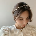 thumbnail image 2 of Shisuyan Wavy Shape Rhinestone Pearl Headband Wedding Birthday Party Hair Accessory, 2 of 9