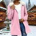 thumbnail image 1 of HongQid Women's Lightweight Waterproof Fleece Lined Hooded Softshell Rain Jacket with Faux Fur Collar, Warm Windbreaker Long Coat, 1 of 7