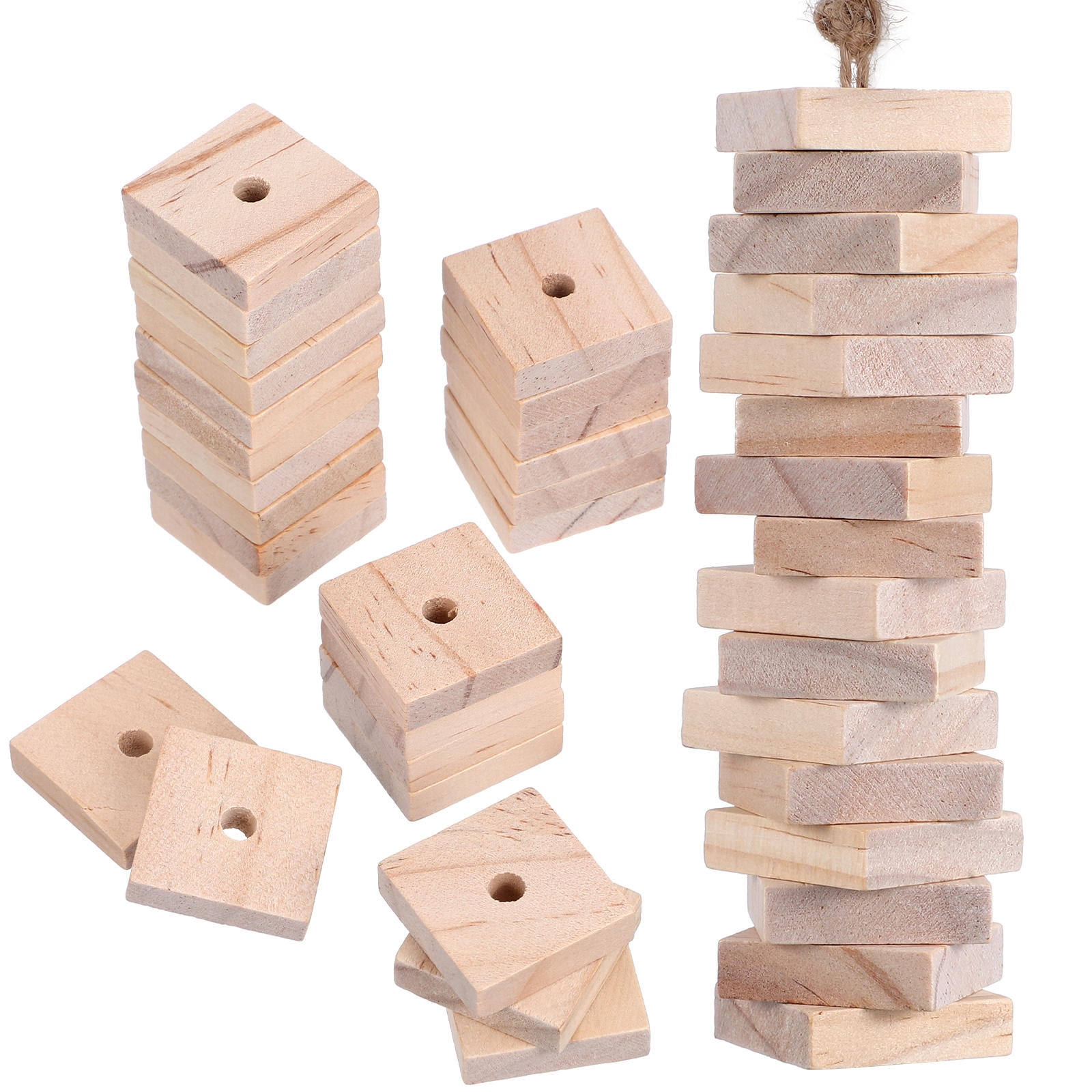 OFFIGAM 100Pcs Wooden Bird Chewing Blocks for Parakeet Training and Cage Accessories