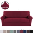 thumbnail image 1 of H.VERSAILTEX 2-Piece Jacquard Spandex Sofa Stretch Slipcover, Wine, 1 of 6