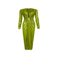 thumbnail image 1 of Women Solid Color Long Sleeve Deep V Neck Leather Party Dress, 1 of 6