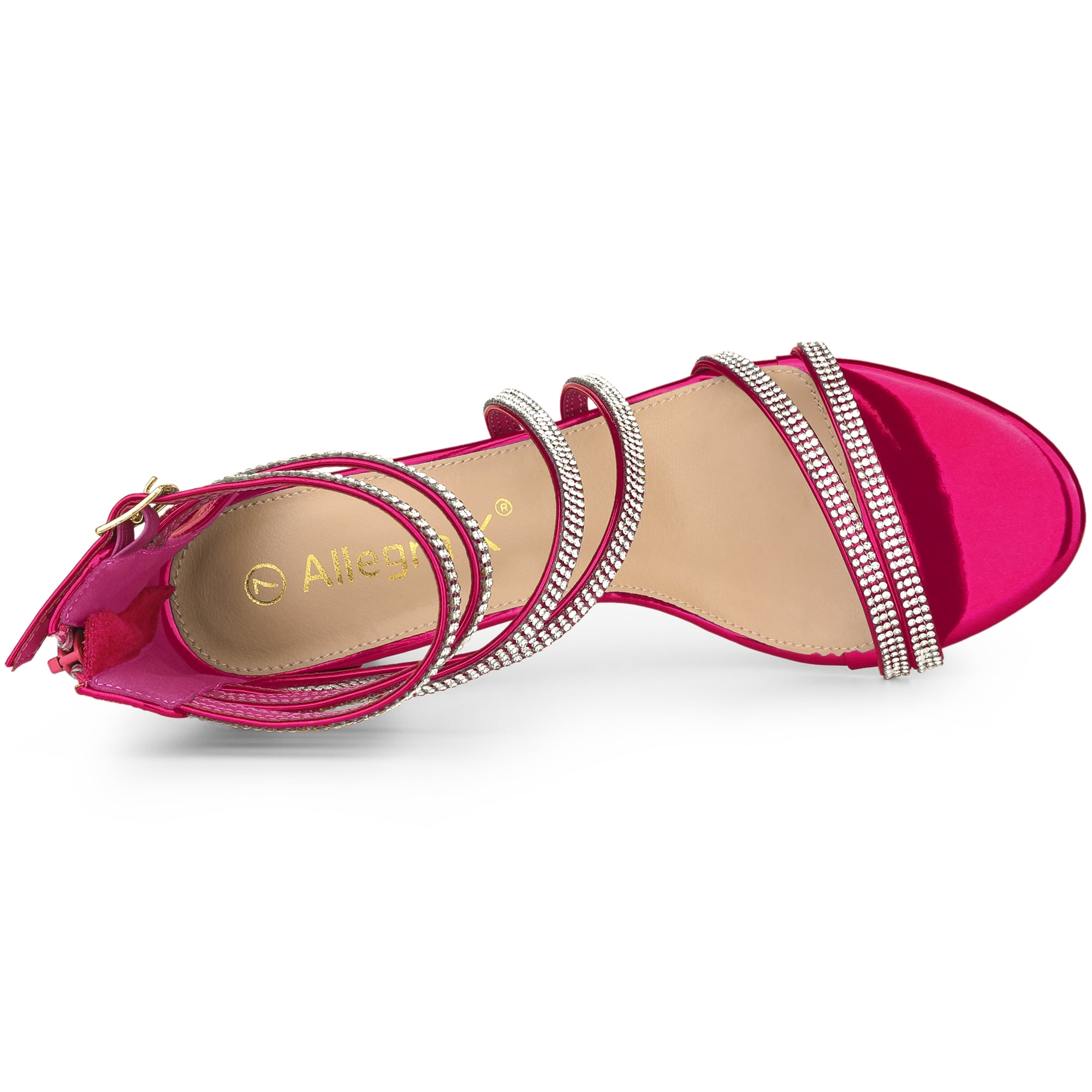 DARING DIVA Women's Ankle Strap Rhinestone Stiletto Heels Sandals Hot Pink 6