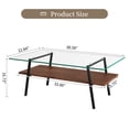 thumbnail image 3 of 2-Tier Rectangle Glass Coffee Table, Modern Side Center Table with Metal Legs and Tempered Glass Tabletop, Mid-Century Furniture Tea Table for Living Room, Home, Transparent, 3 of 8