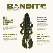 Googan Baits Bandito Bug Soft Plastic Lure 4 Inch, Black Blue Flake, 7 Count
